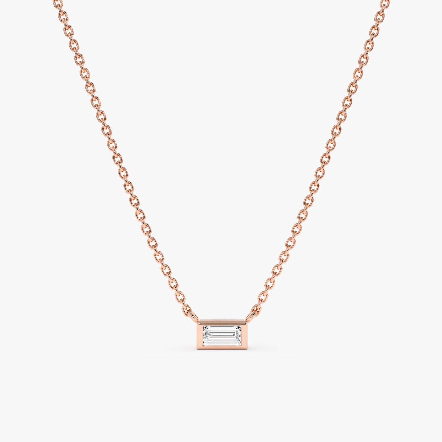 1.0 CT Round Bezel Solitaire Lab Grown Diamond Necklace