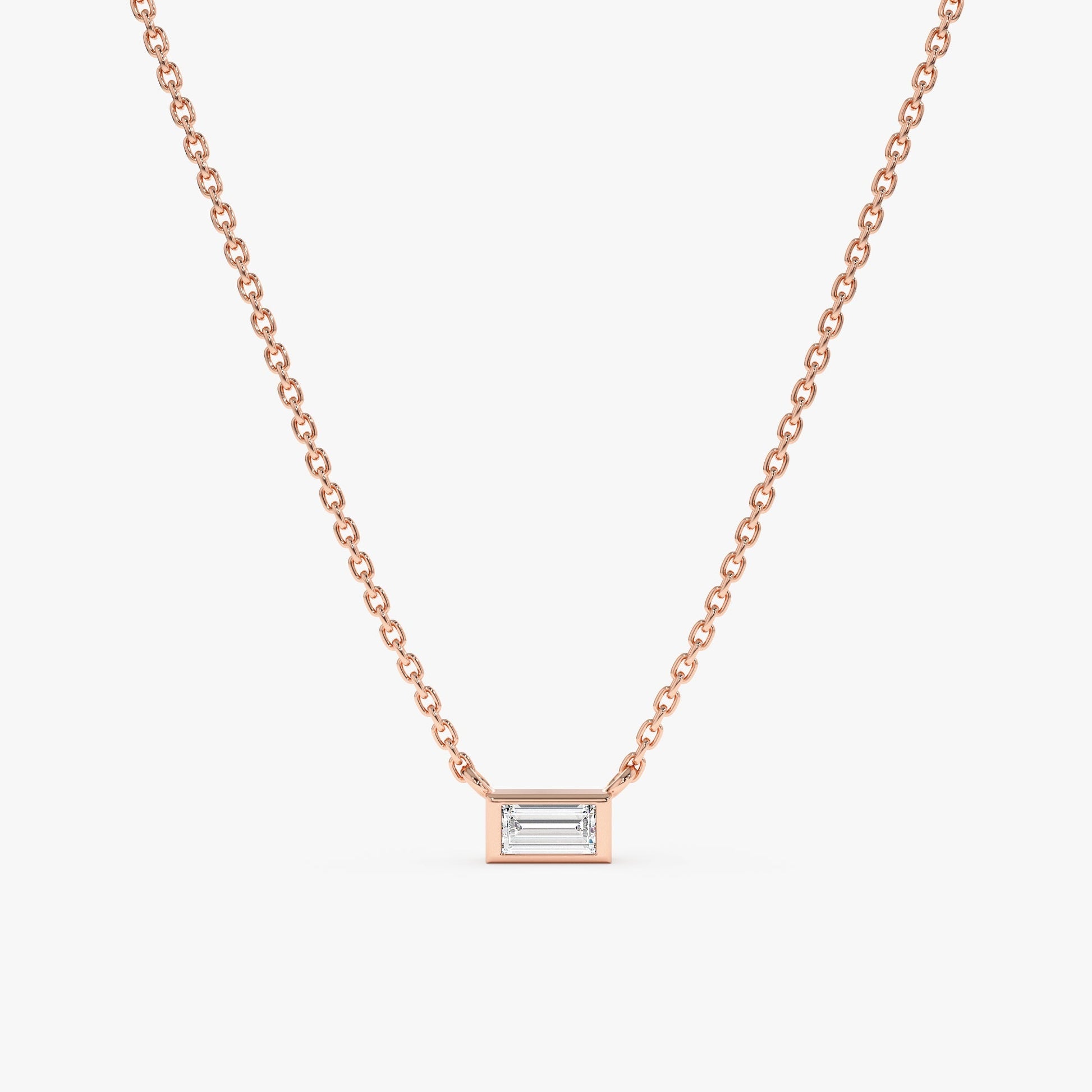 1.0 CT Round Bezel Solitaire Lab Grown Diamond Necklace