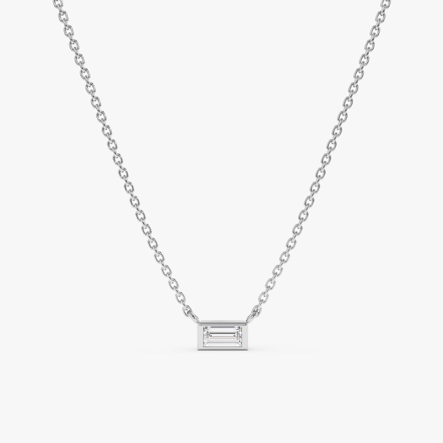1.0 CT Round Bezel Solitaire Lab Grown Diamond Necklace