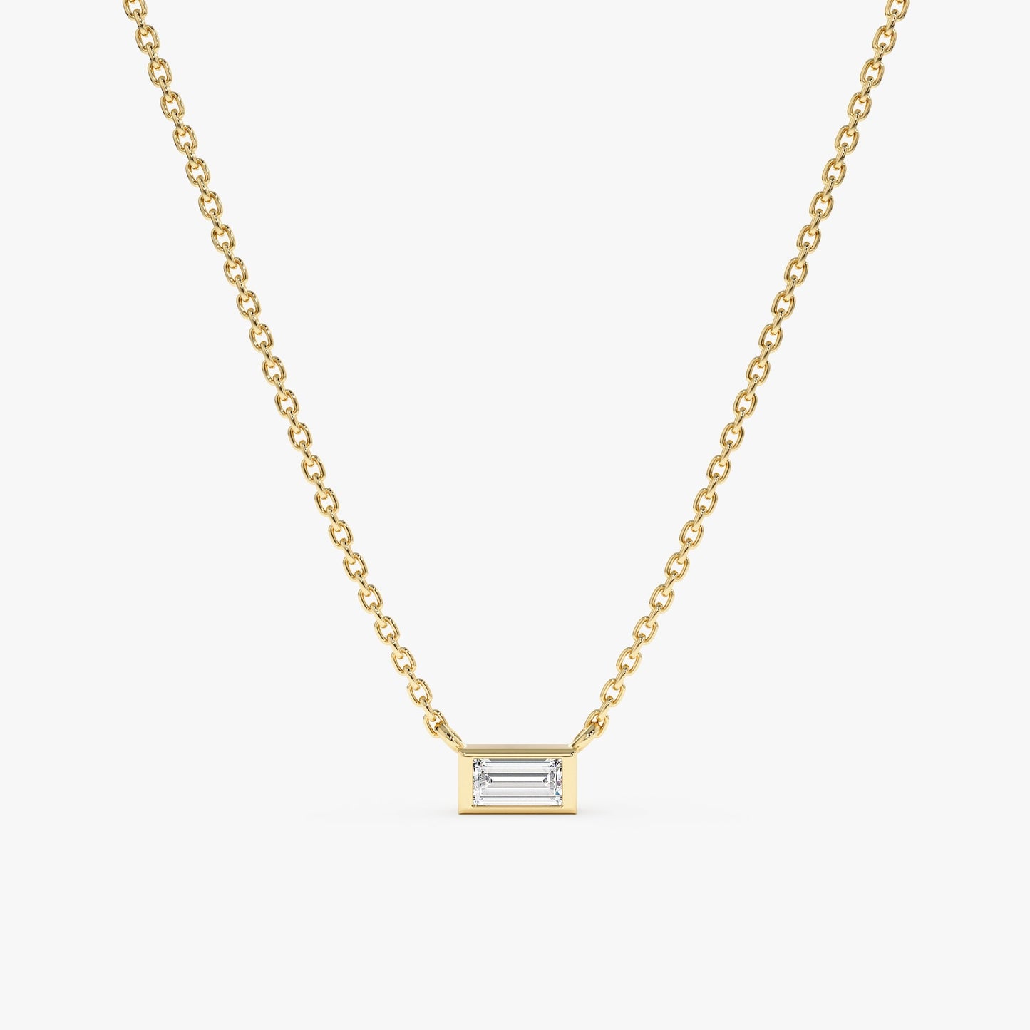 1.0 CT Round Bezel Solitaire Lab Grown Diamond Necklace