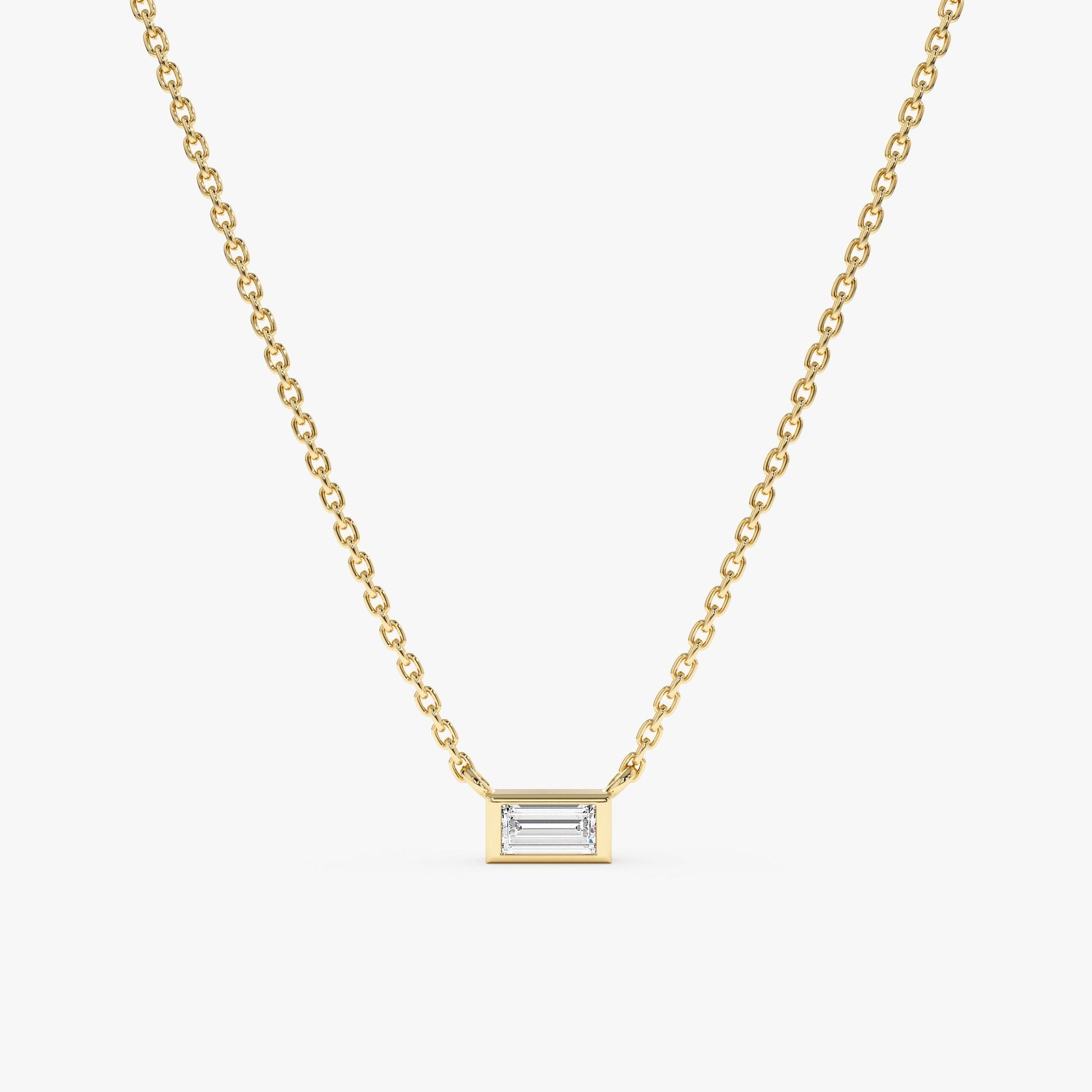 1.0 CT Round Bezel Solitaire Lab Grown Diamond Necklace