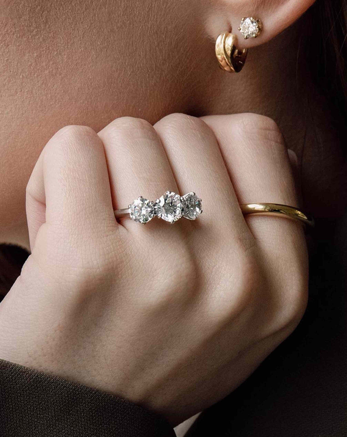 Emerald Pave Engagement Ring – 1 CT Lab Grown Diamond