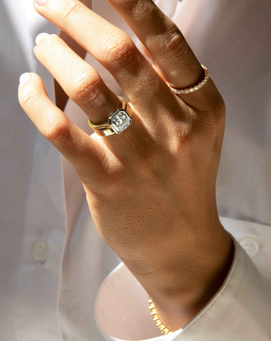 Emerald Pave Engagement Ring – 1 CT Lab Grown Diamond