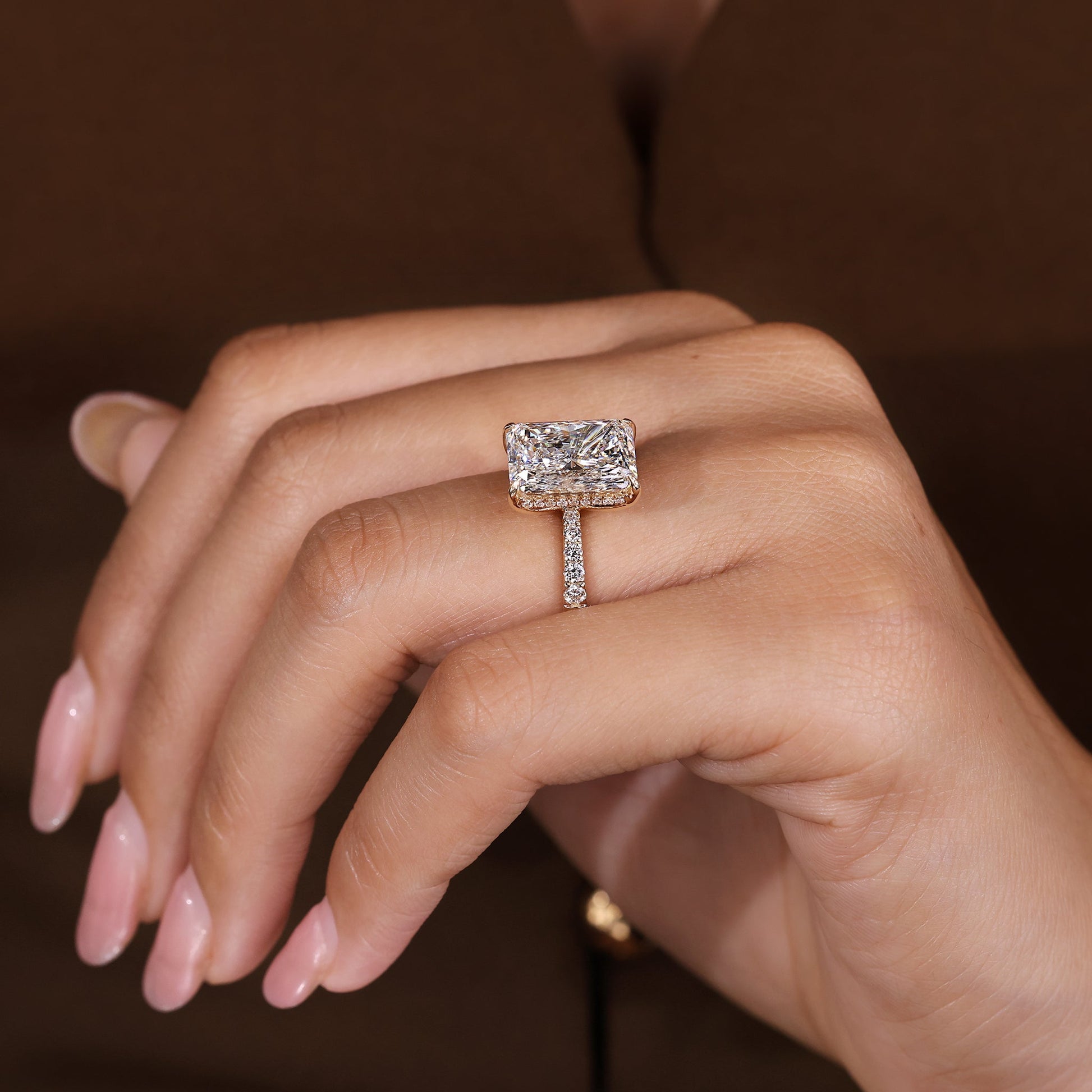 Cushion Hidden Halo Lab Grown Diamond Engagement Ring