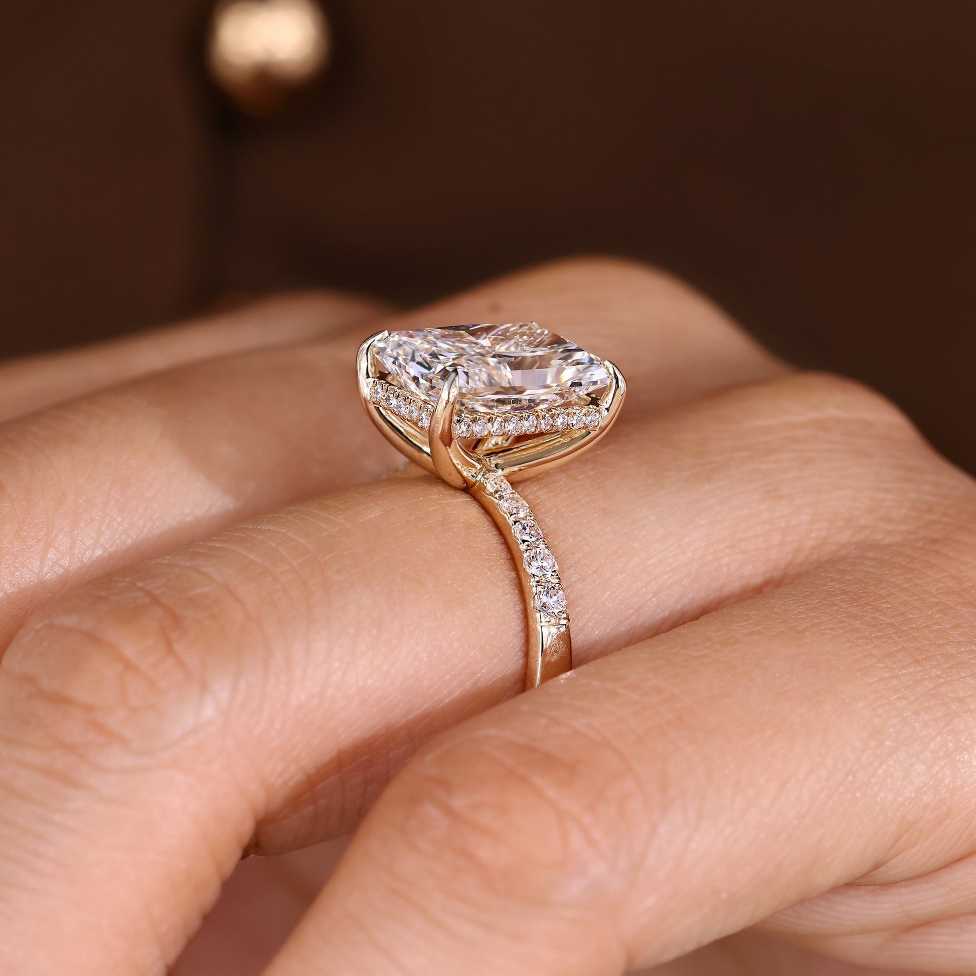 Cushion Hidden Halo Lab Grown Diamond Engagement Ring