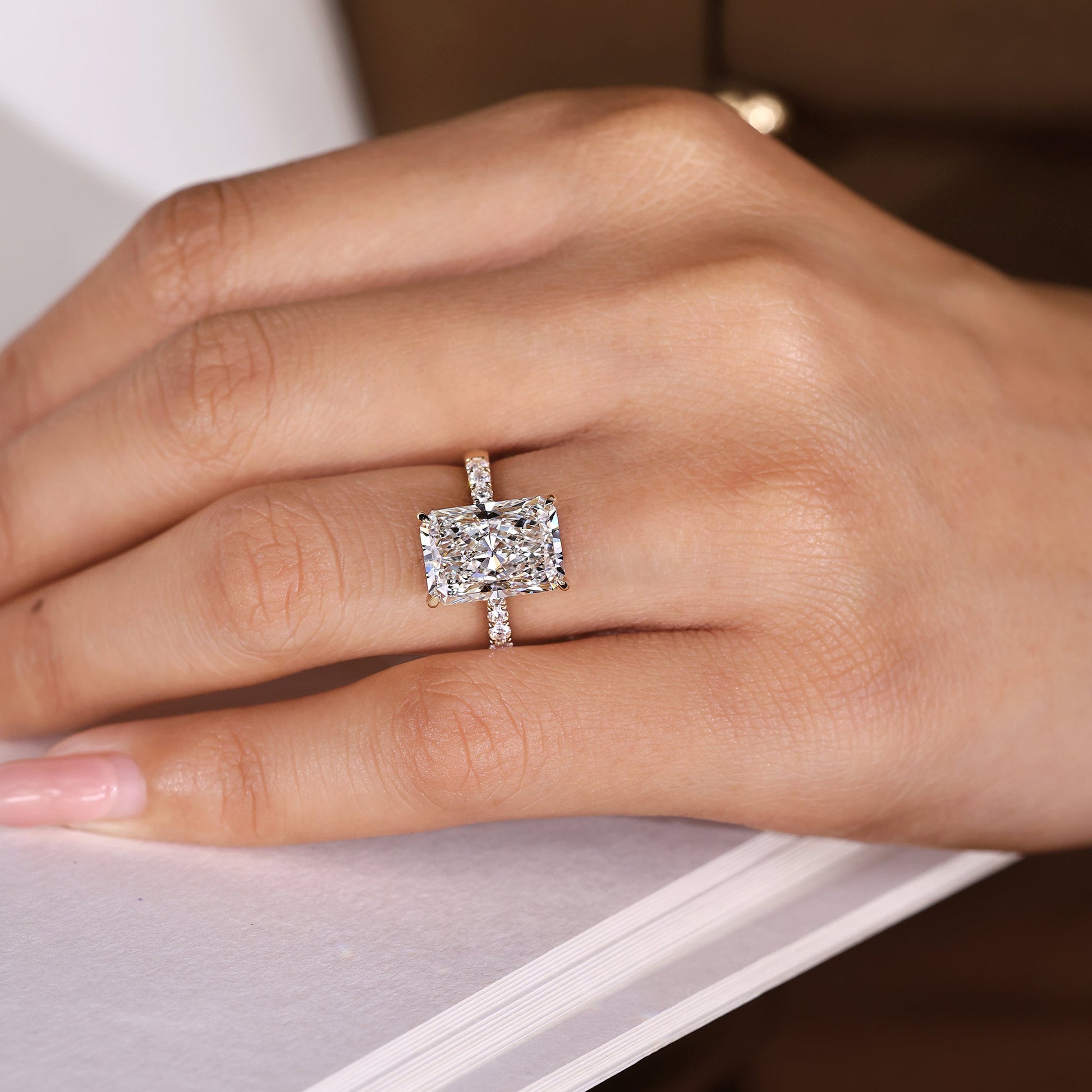 Cushion Hidden Halo Lab Grown Diamond Engagement Ring