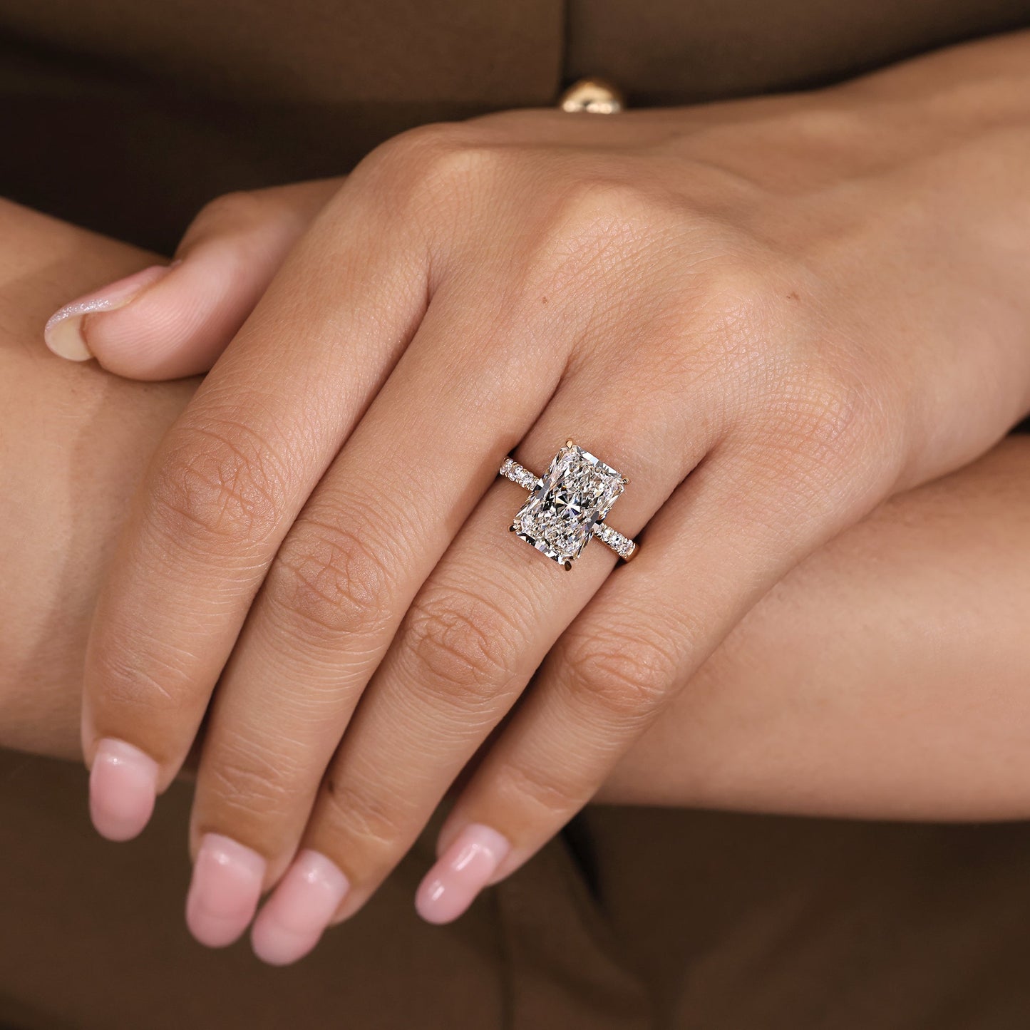 Cushion Hidden Halo Lab Grown Diamond Engagement Ring