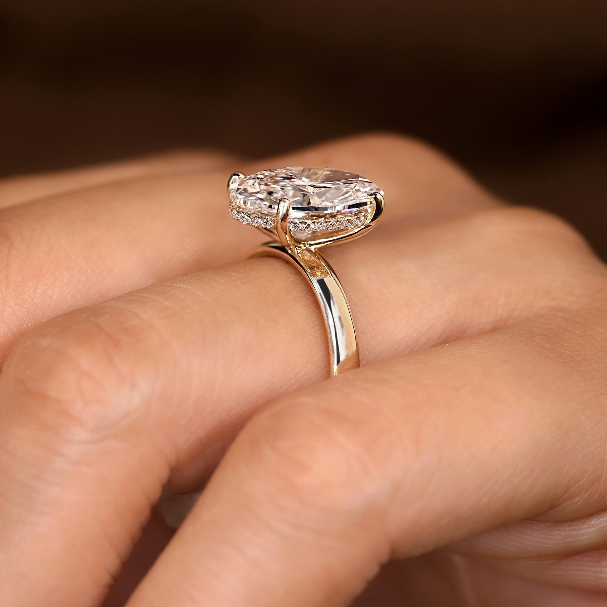 Cushion Hidden Halo Lab Grown Diamond Engagement Ring