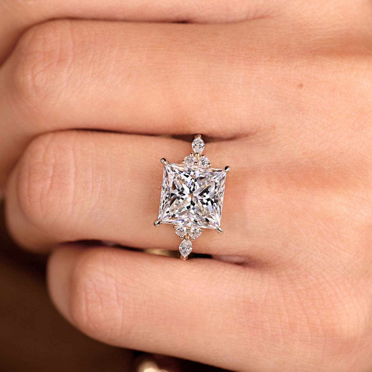 Cushion Hidden Halo Lab Grown Diamond Engagement Ring