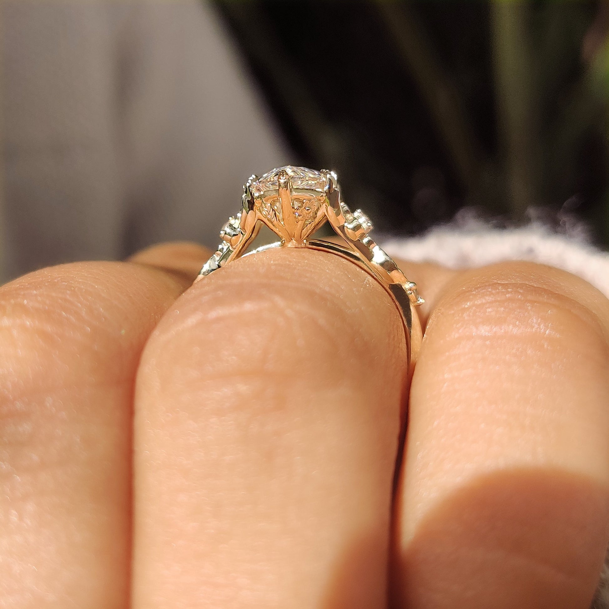 Cushion Hidden Halo Lab Grown Diamond Engagement Ring