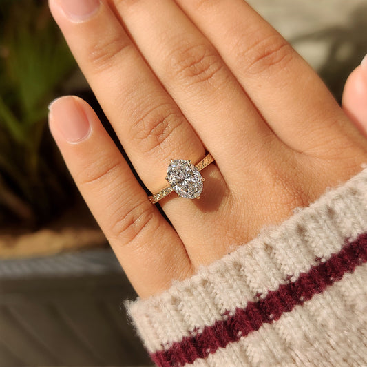 Cushion Hidden Halo Lab Grown Diamond Engagement Ring