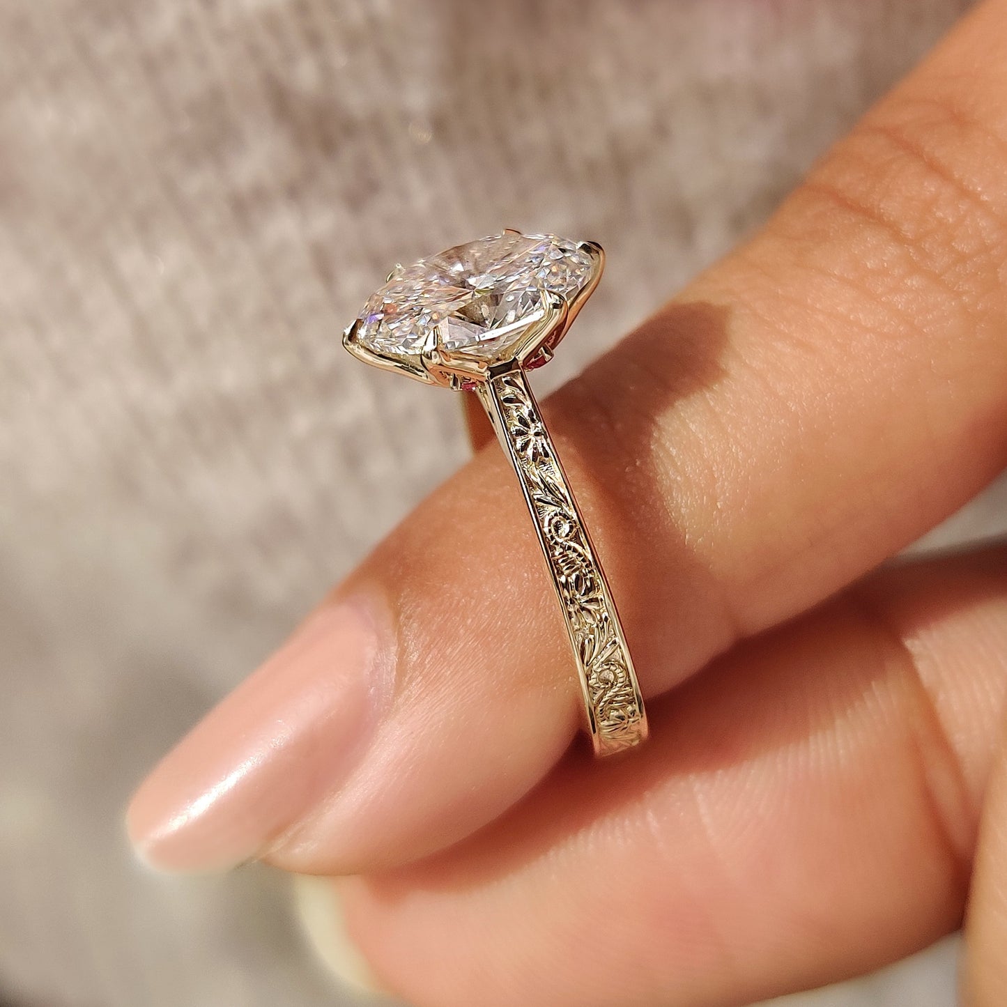 Cushion Hidden Halo Lab Grown Diamond Engagement Ring