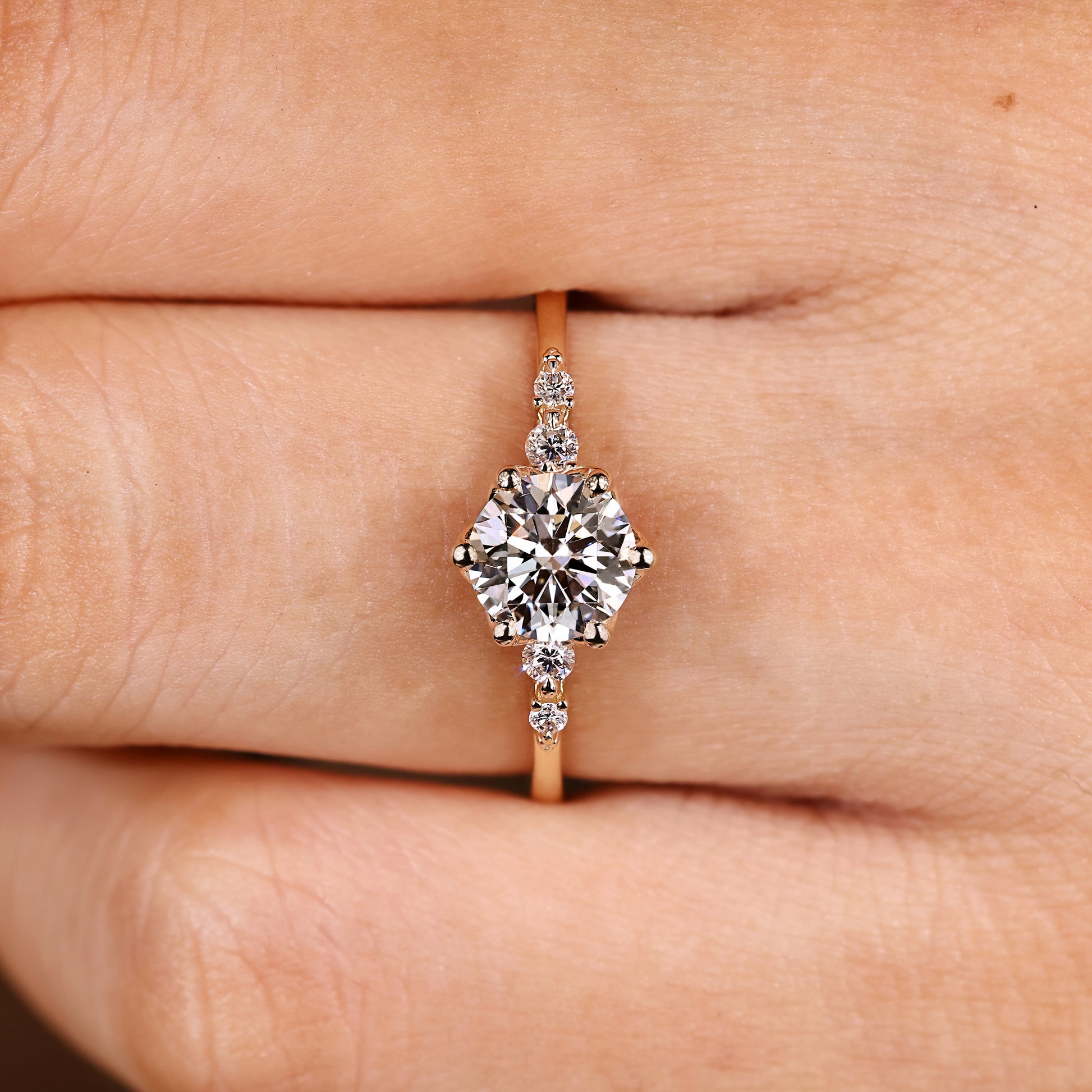 Cushion Hidden Halo Lab Grown Diamond Engagement Ring