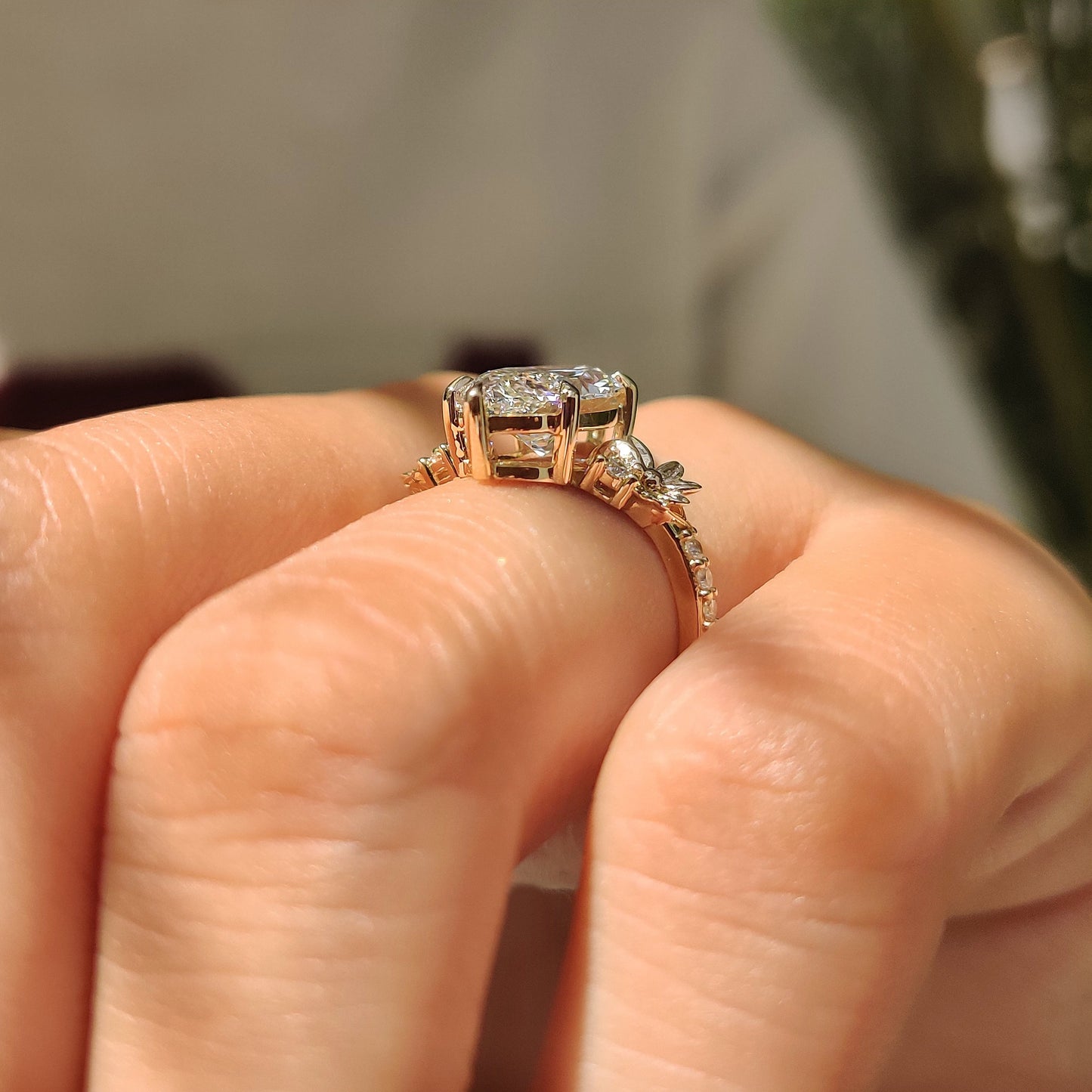 Cushion Hidden Halo Lab Grown Diamond Engagement Ring