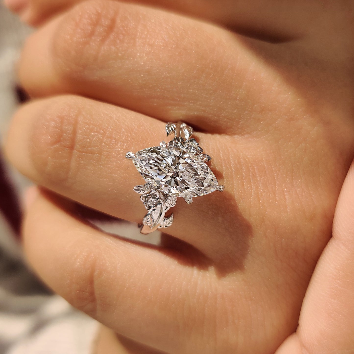 Cushion Hidden Halo Lab Grown Diamond Engagement Ring