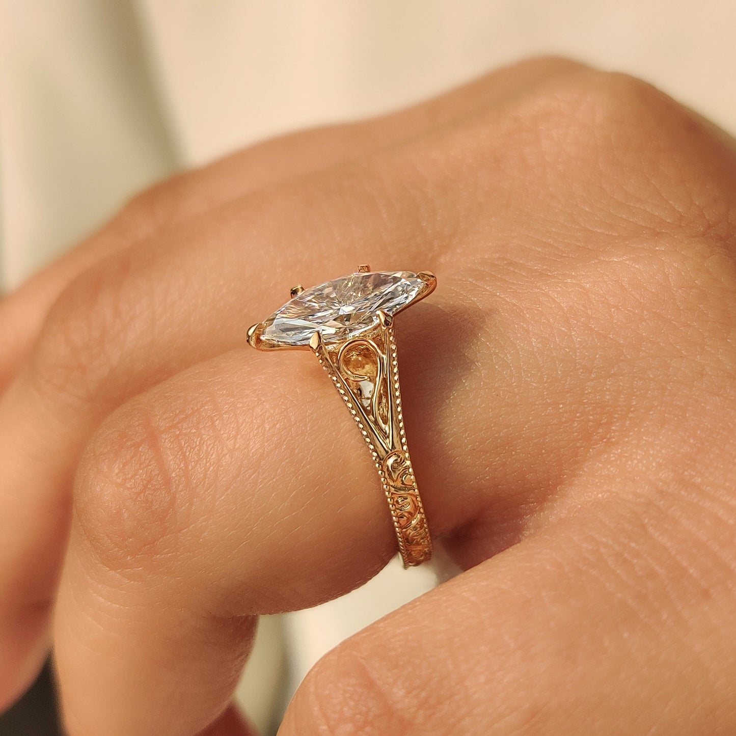 Cushion Hidden Halo Lab Grown Diamond Engagement Ring