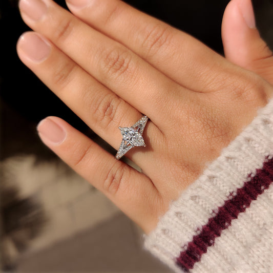 Cushion Hidden Halo Lab Grown Diamond Engagement Ring