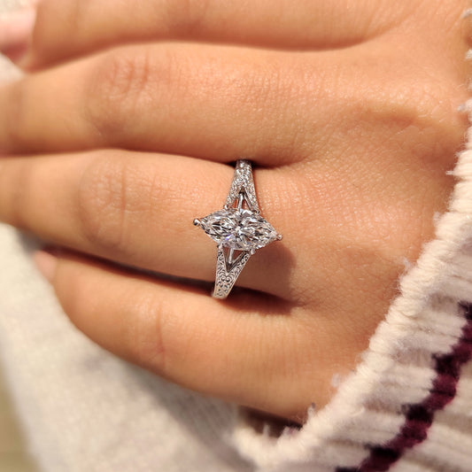 Cushion Hidden Halo Lab Grown Diamond Engagement Ring