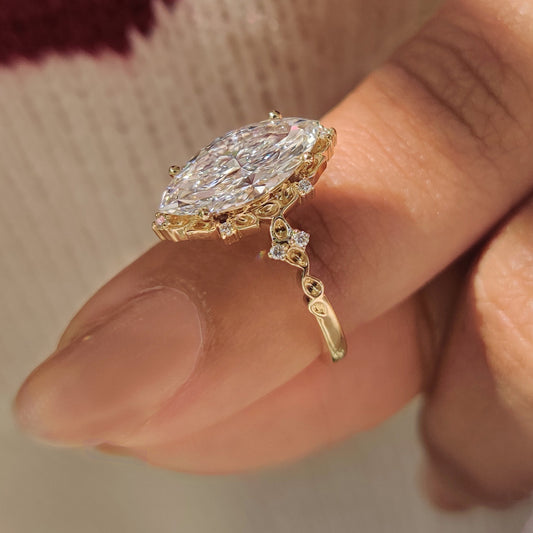 Cushion Hidden Halo Lab Grown Diamond Engagement Ring