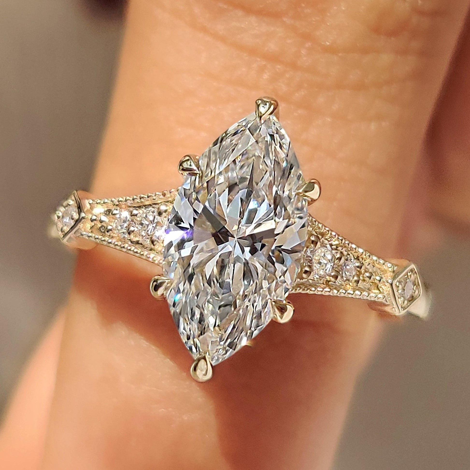 Cushion Hidden Halo Lab Grown Diamond Engagement Ring