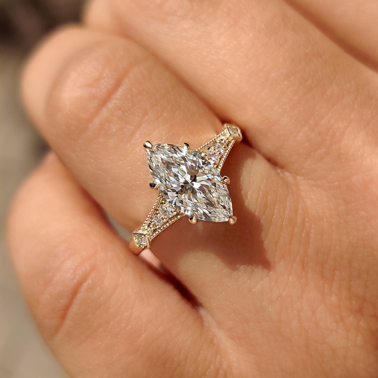 Cushion Hidden Halo Lab Grown Diamond Engagement Ring