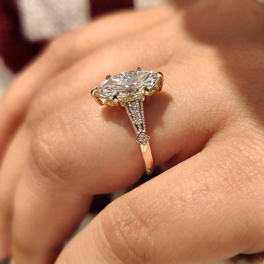 Cushion Hidden Halo Lab Grown Diamond Engagement Ring