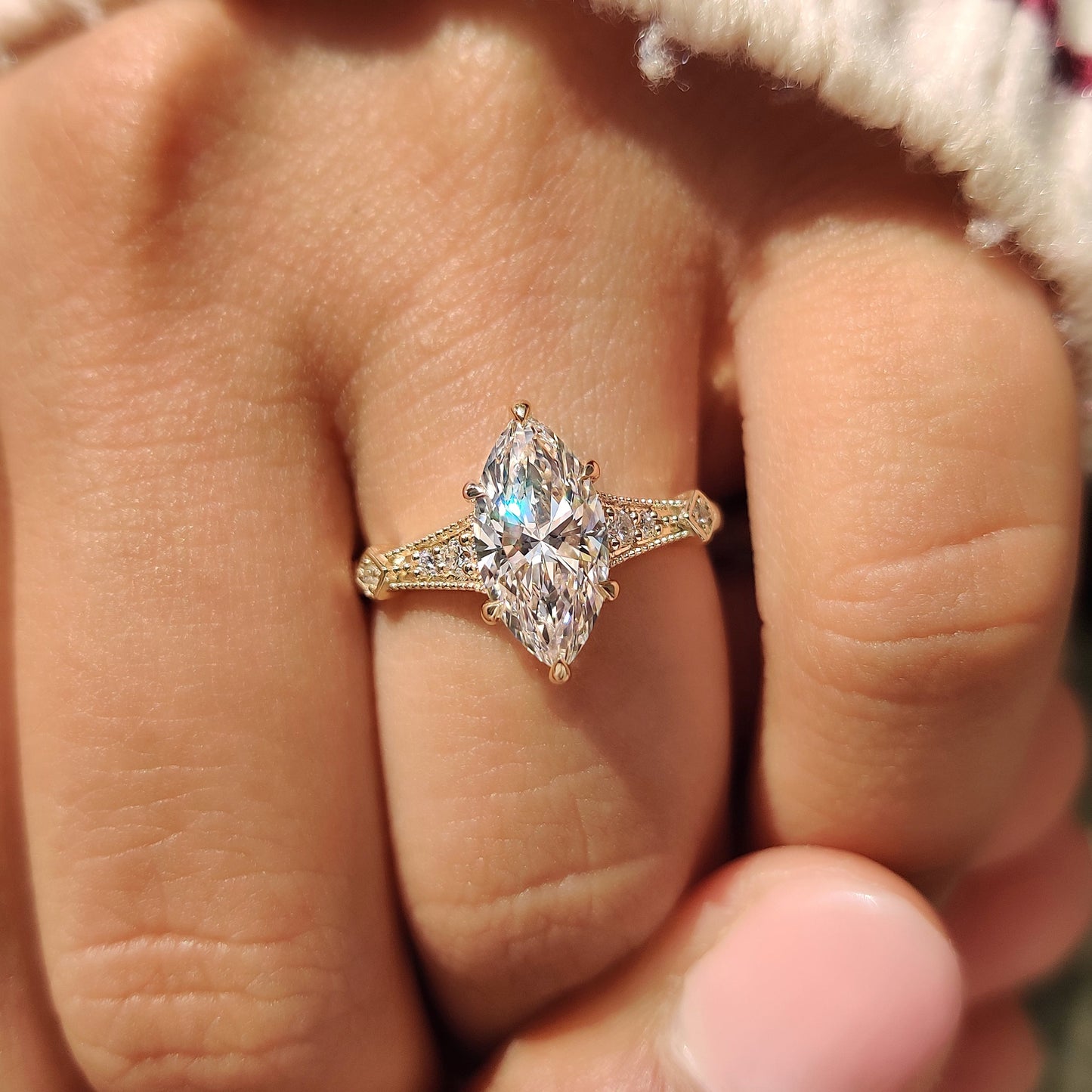 Cushion Hidden Halo Lab Grown Diamond Engagement Ring