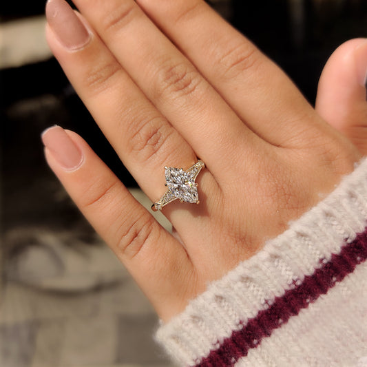 Cushion Hidden Halo Lab Grown Diamond Engagement Ring