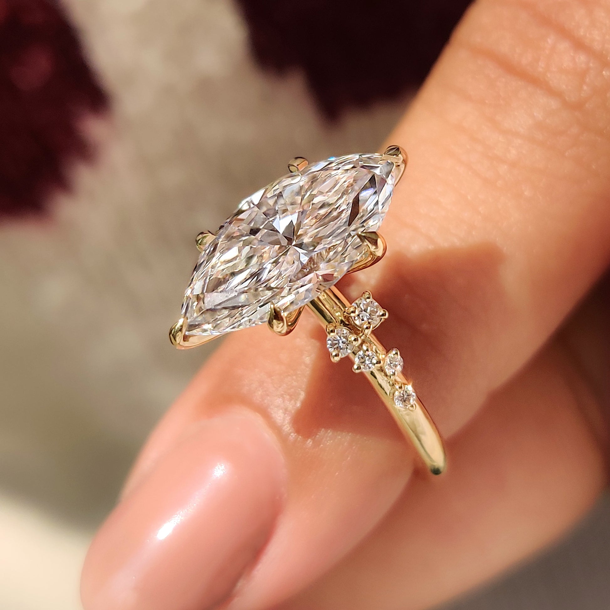 Cushion Hidden Halo Lab Grown Diamond Engagement Ring