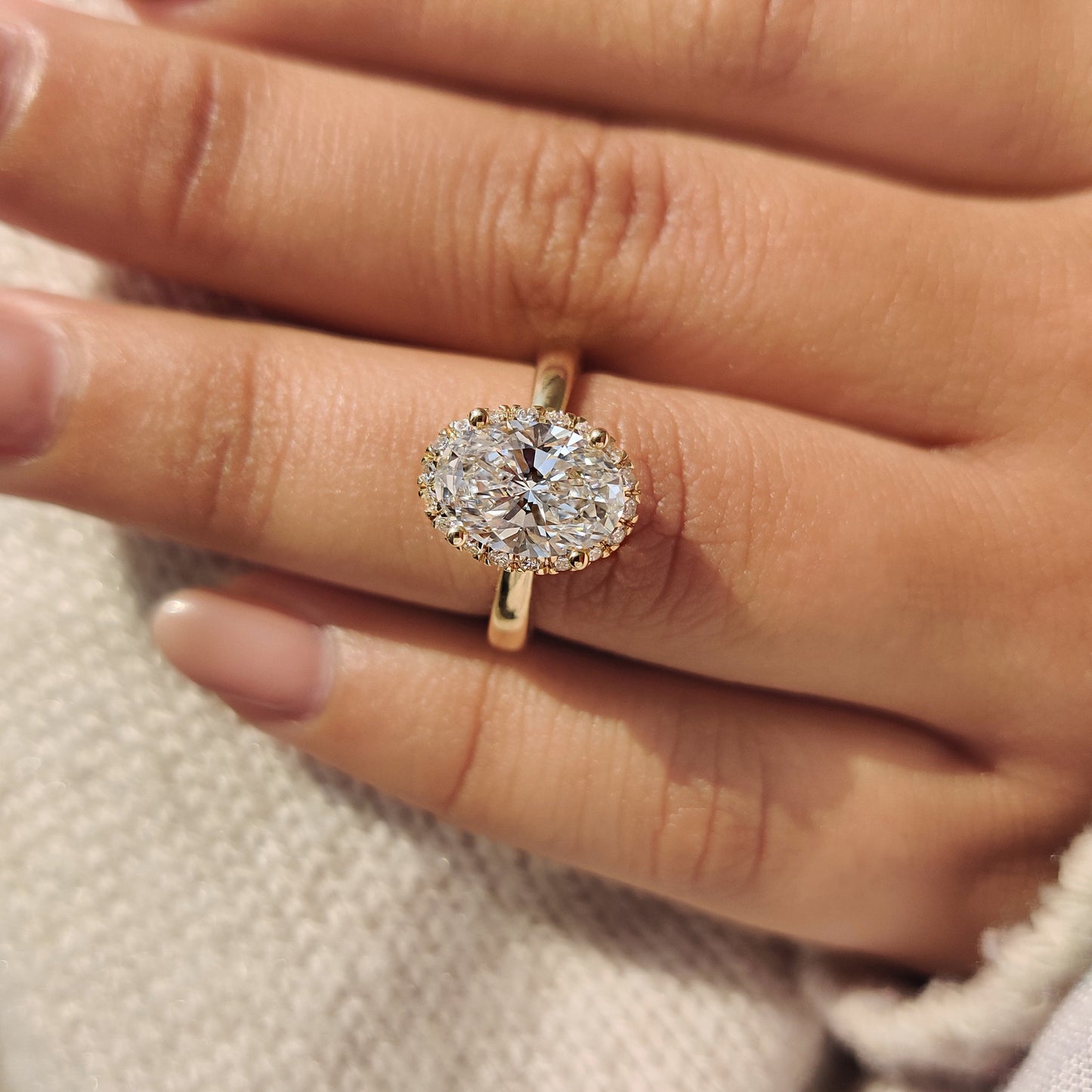 Cushion Hidden Halo Lab Grown Diamond Engagement Ring