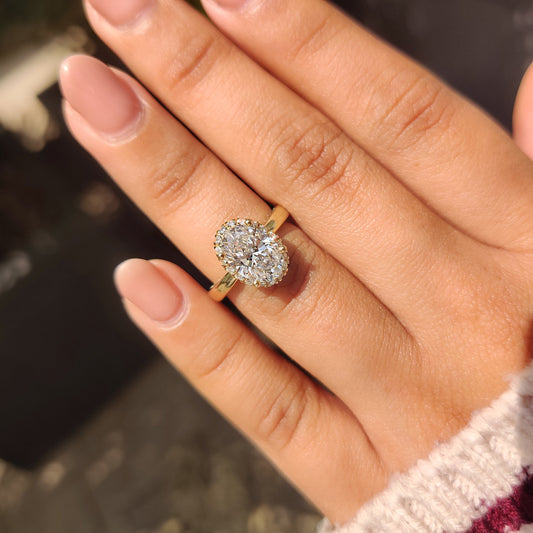 Cushion Hidden Halo Lab Grown Diamond Engagement Ring