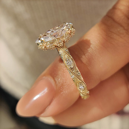 Cushion Hidden Halo Lab Grown Diamond Engagement Ring