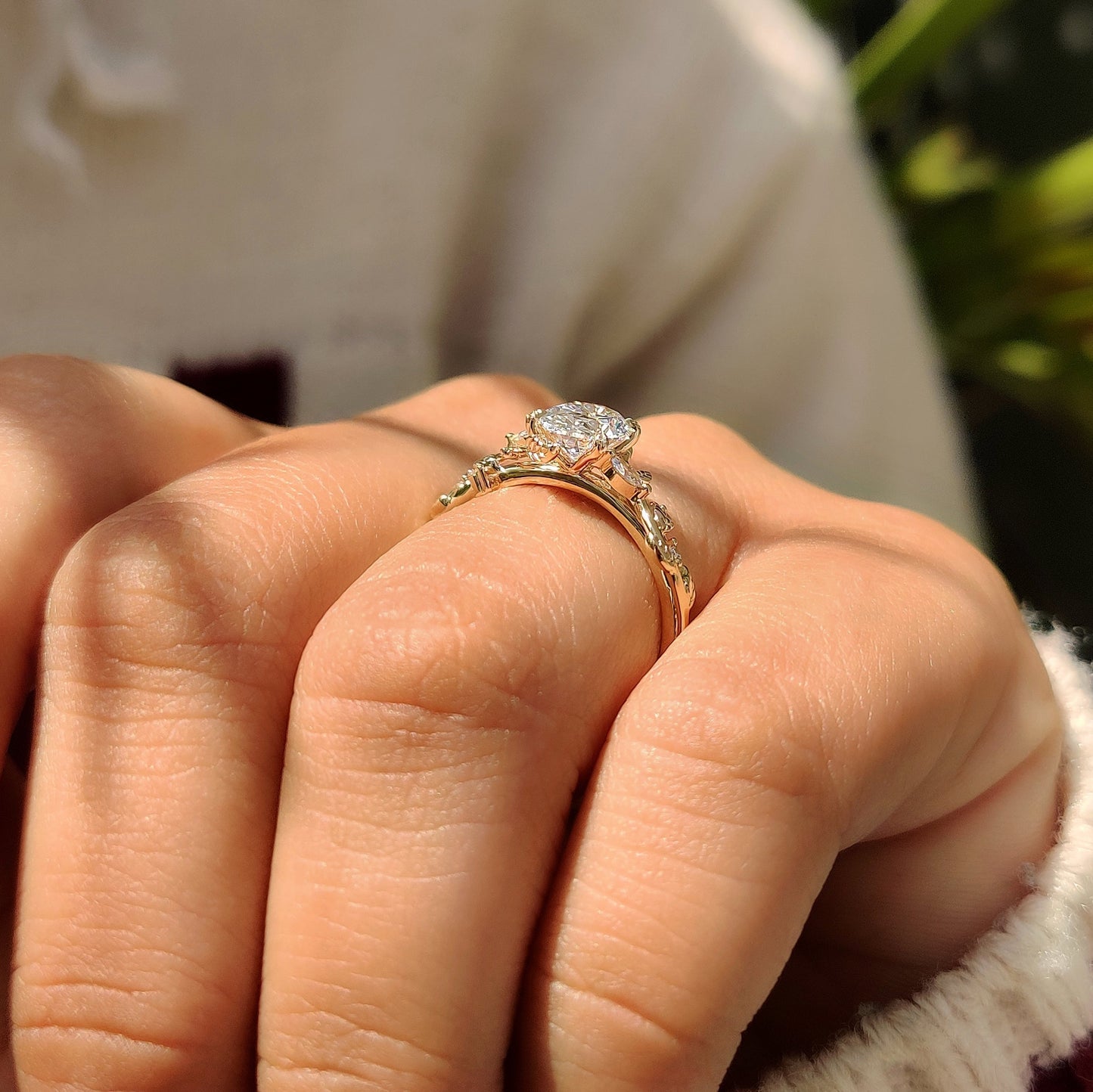 Cushion Hidden Halo Lab Grown Diamond Engagement Ring