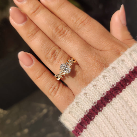 Cushion Hidden Halo Lab Grown Diamond Engagement Ring