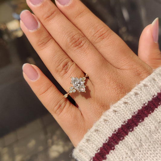 Cushion Hidden Halo Lab Grown Diamond Engagement Ring