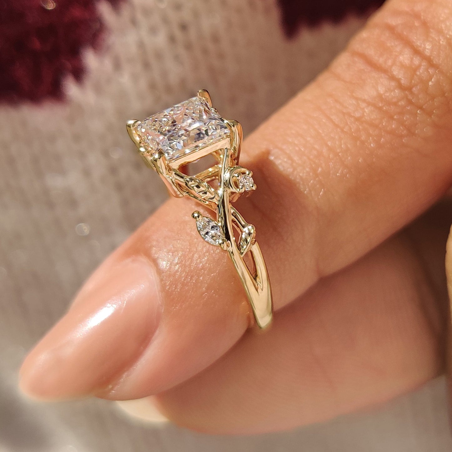Cushion Hidden Halo Lab Grown Diamond Engagement Ring