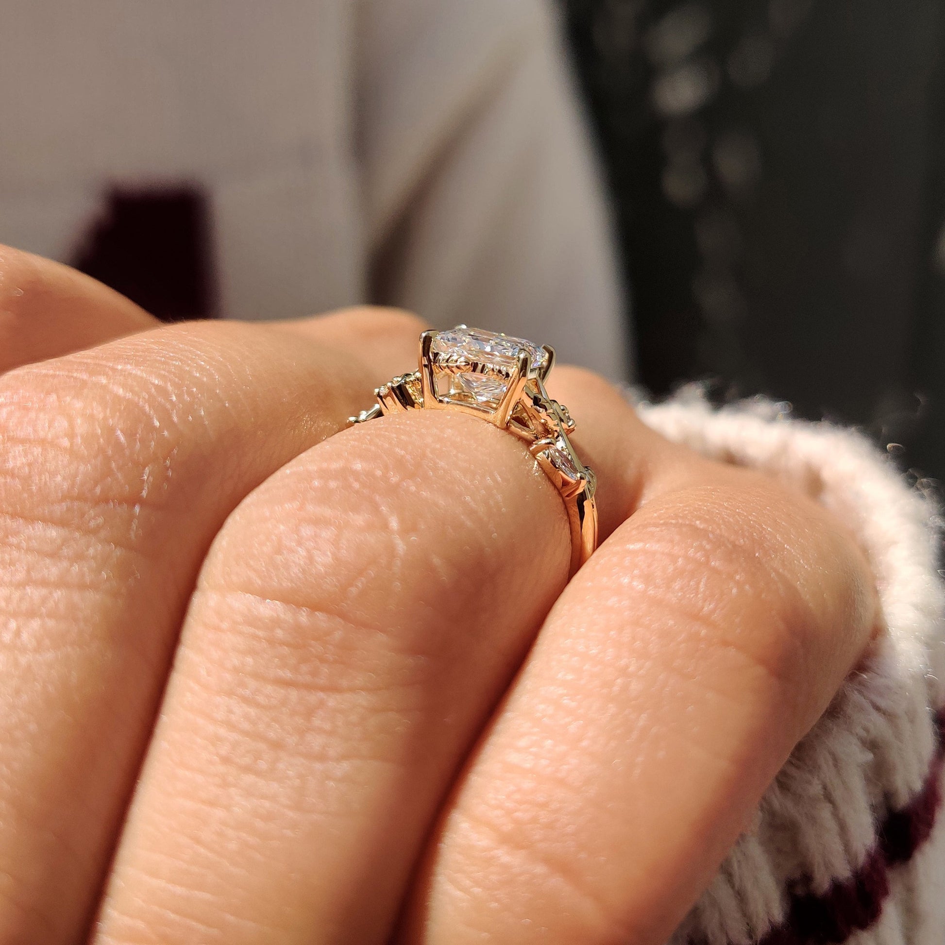 Cushion Hidden Halo Lab Grown Diamond Engagement Ring