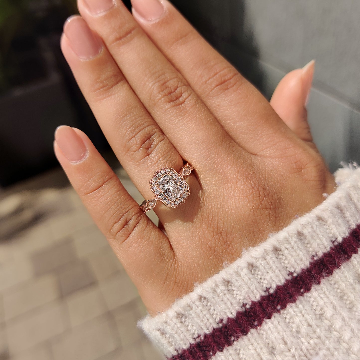 Cushion Hidden Halo Lab Grown Diamond Engagement Ring