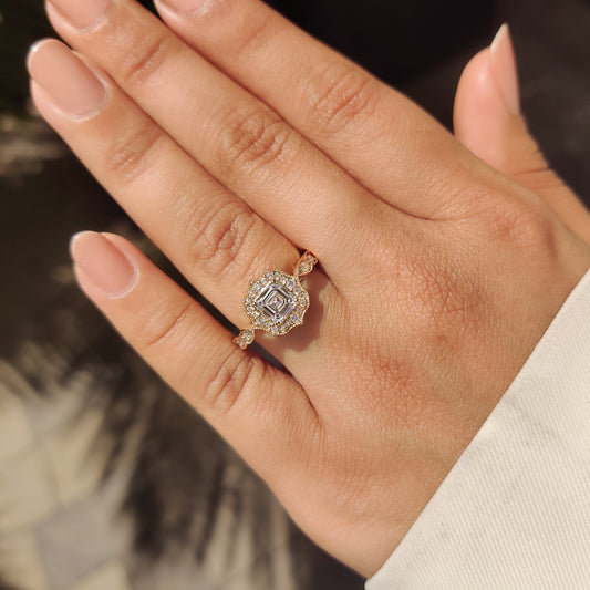Cushion Hidden Halo Lab Grown Diamond Engagement Ring