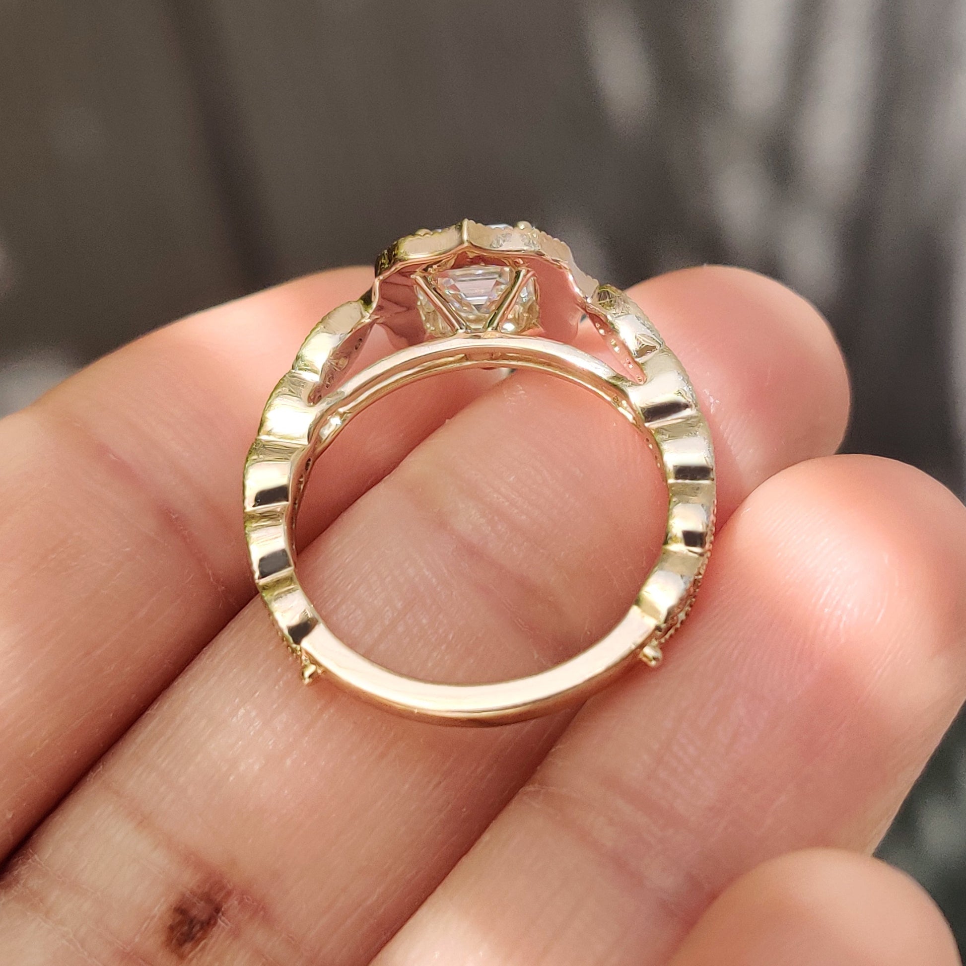 Cushion Hidden Halo Lab Grown Diamond Engagement Ring