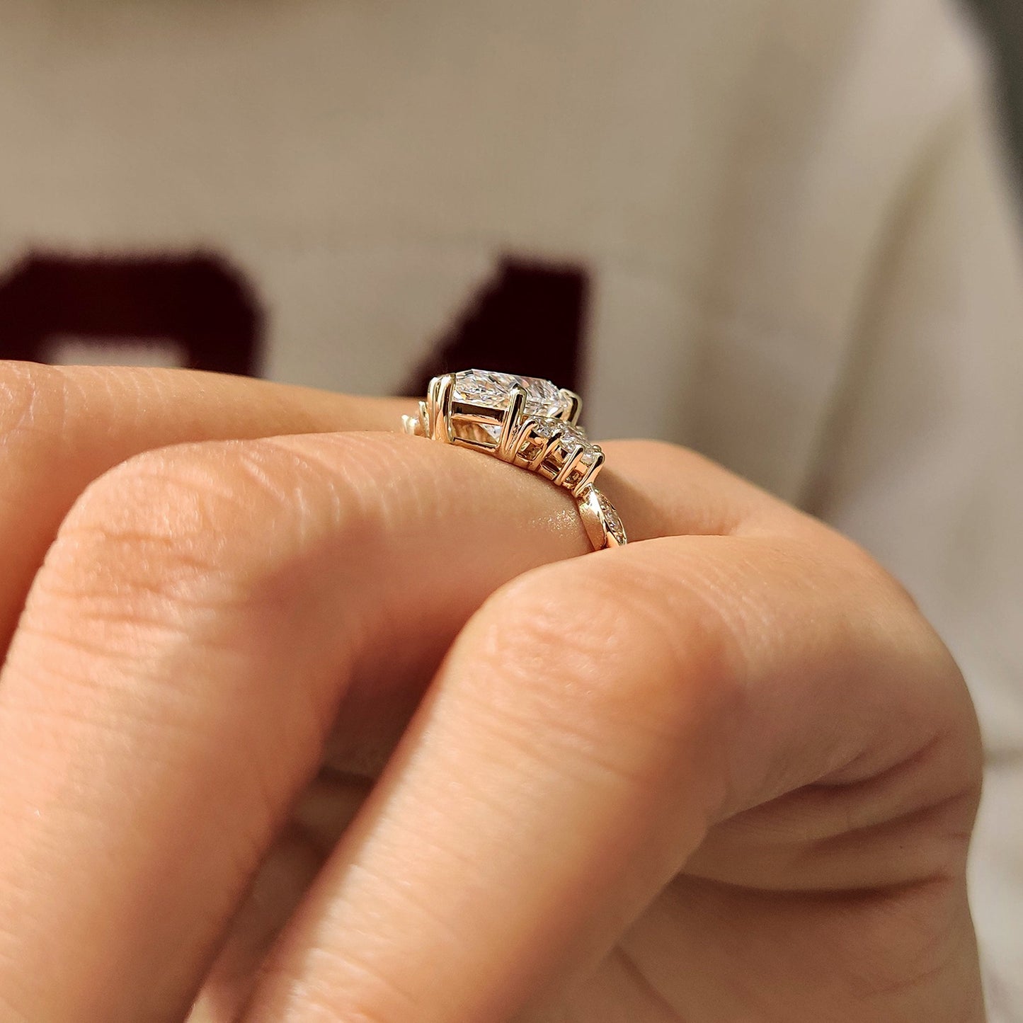 Cushion Hidden Halo Lab Grown Diamond Engagement Ring