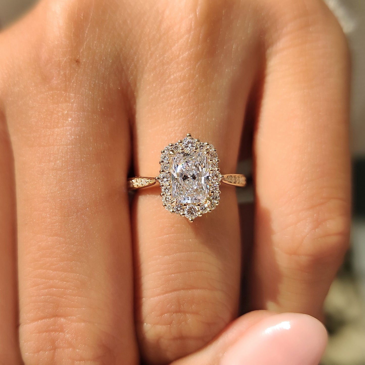 Cushion Hidden Halo Lab Grown Diamond Engagement Ring