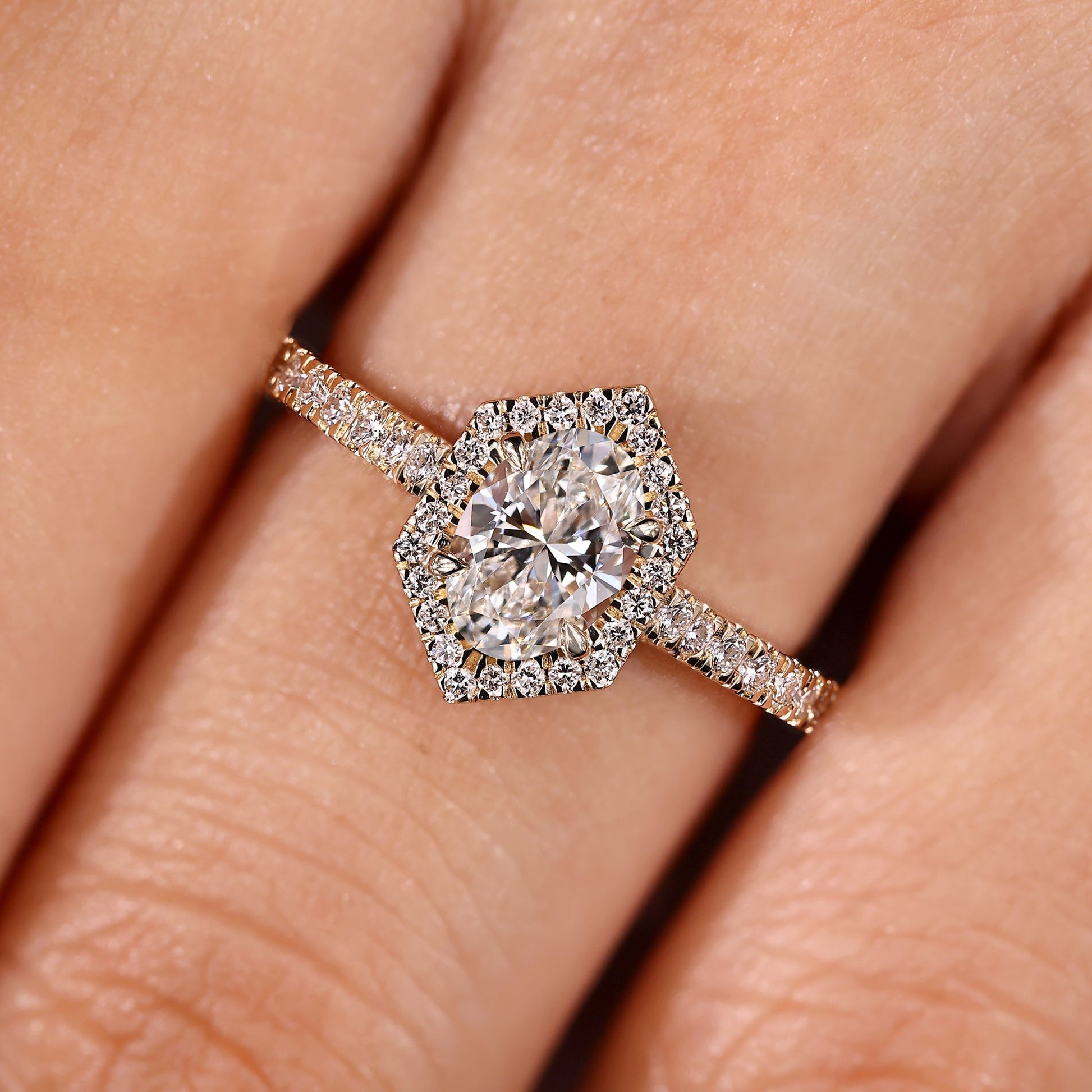Cushion Hidden Halo Lab Grown Diamond Engagement Ring