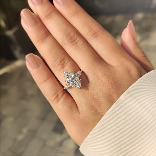 Cushion Hidden Halo Lab Grown Diamond Engagement Ring
