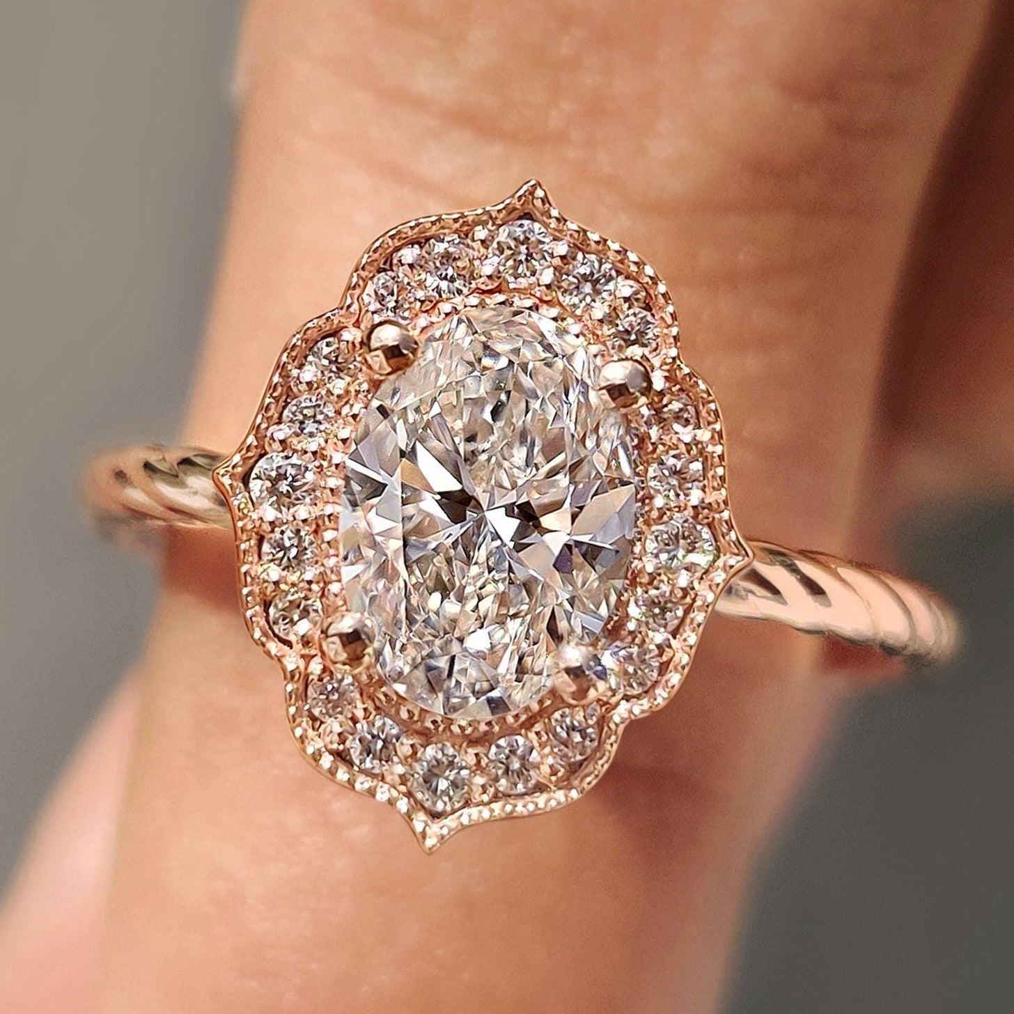 Cushion Hidden Halo Lab Grown Diamond Engagement Ring