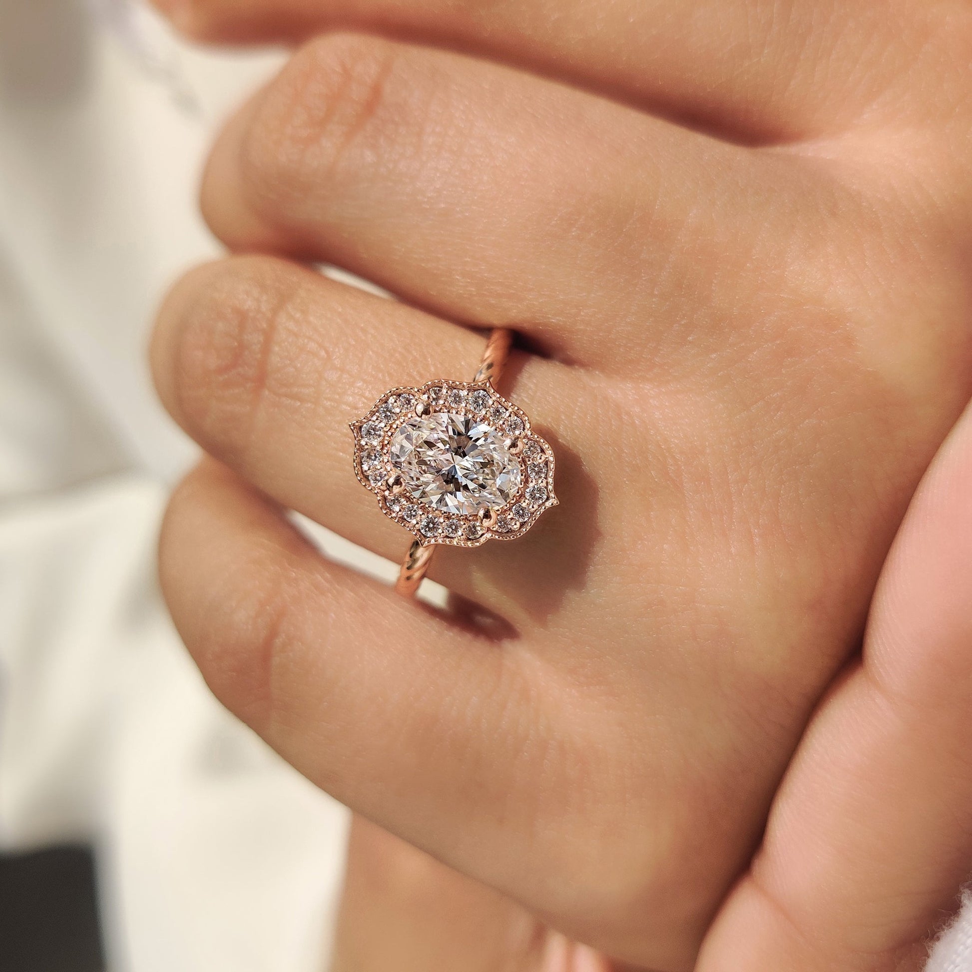 Cushion Hidden Halo Lab Grown Diamond Engagement Ring