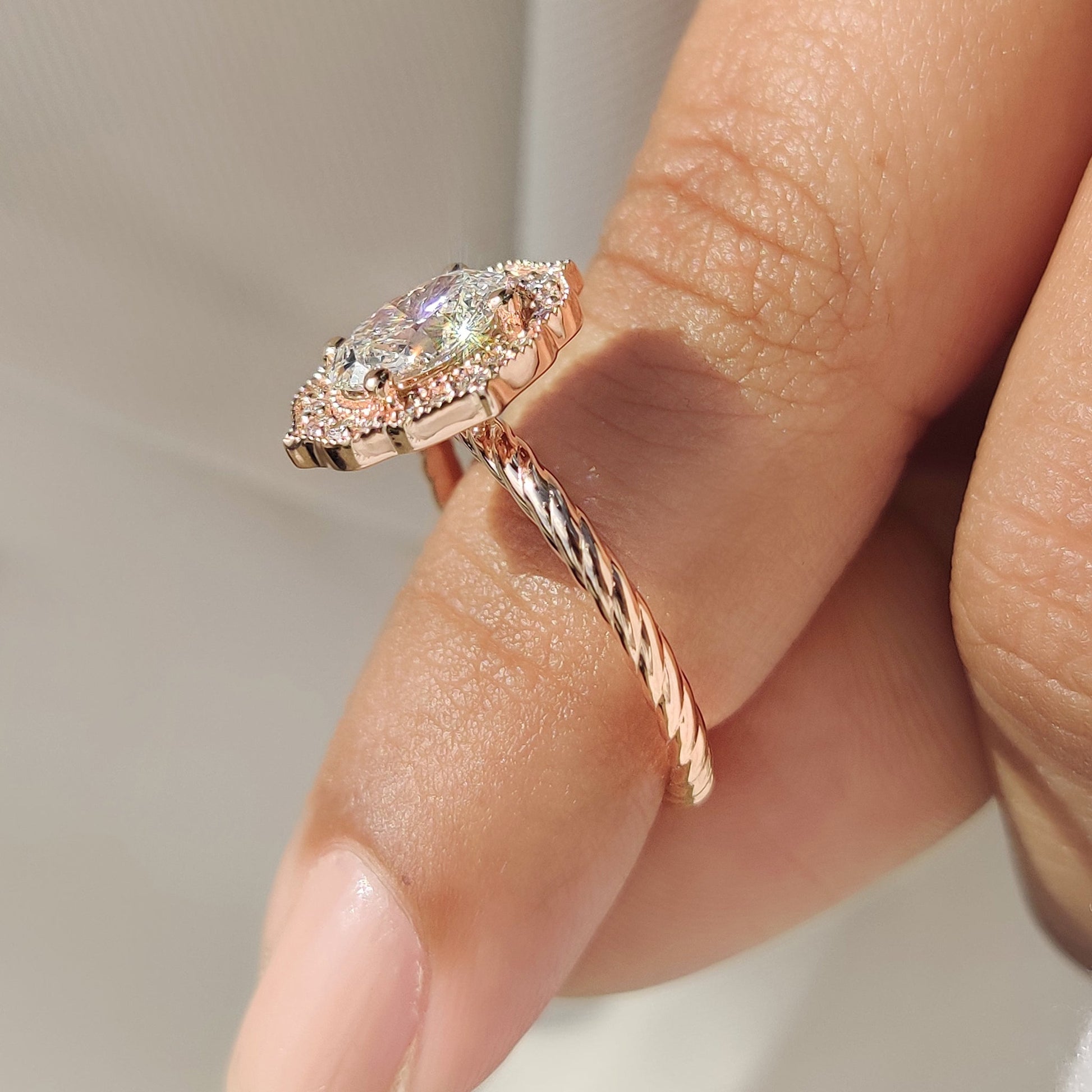 Cushion Hidden Halo Lab Grown Diamond Engagement Ring