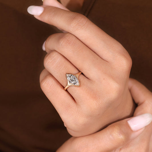 Cushion Hidden Halo Lab Grown Diamond Engagement Ring