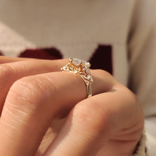 Cushion Hidden Halo Lab Grown Diamond Engagement Ring