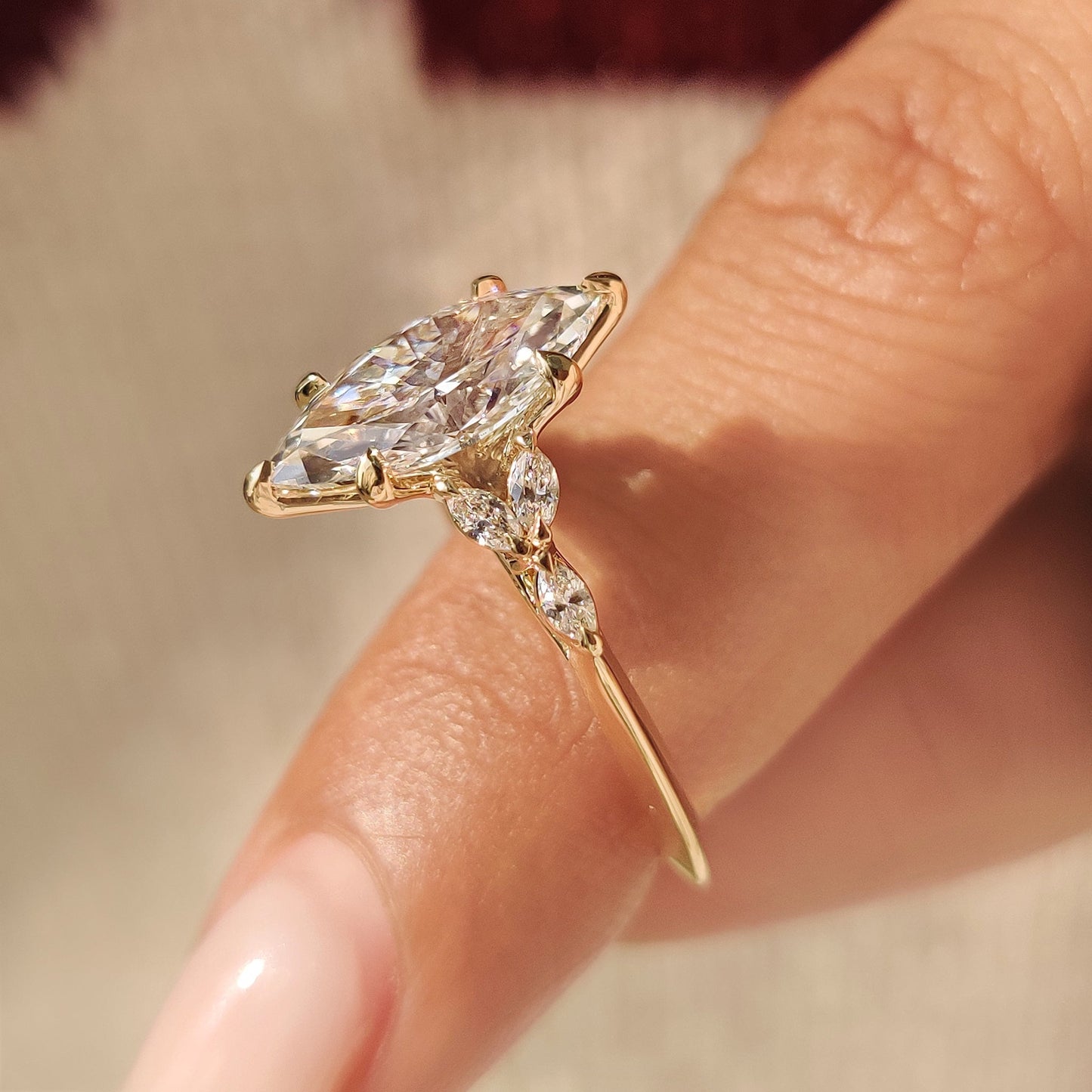 Cushion Hidden Halo Lab Grown Diamond Engagement Ring
